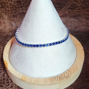 Adjustable Blue Gemstone Tennis Bracelet